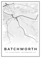 Street map poster of Batchworth village centre, Hertfordshire