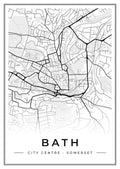 Street map poster of Bath city centre, Somerset
