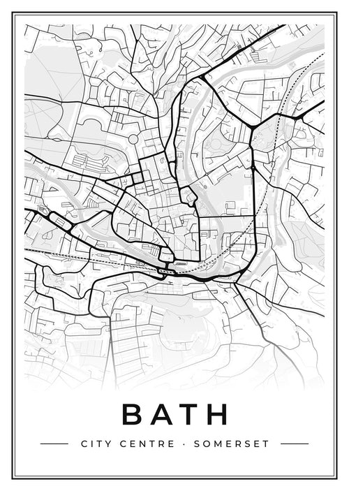 Street map poster of Bath city centre, Somerset