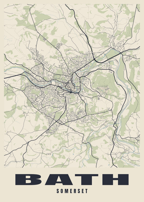 Street map poster of Bath, Somerset