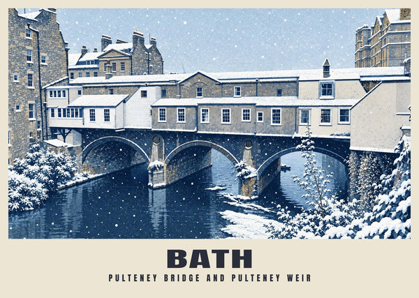 Pulteney Bridge and Pulteney Weir, Bath Winter Poster