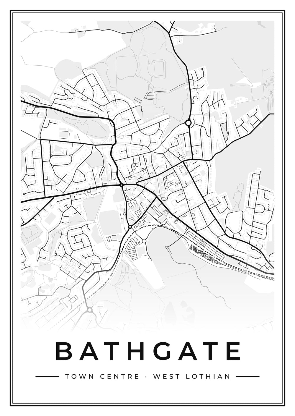 Bathgate Town Centre Street Map Poster