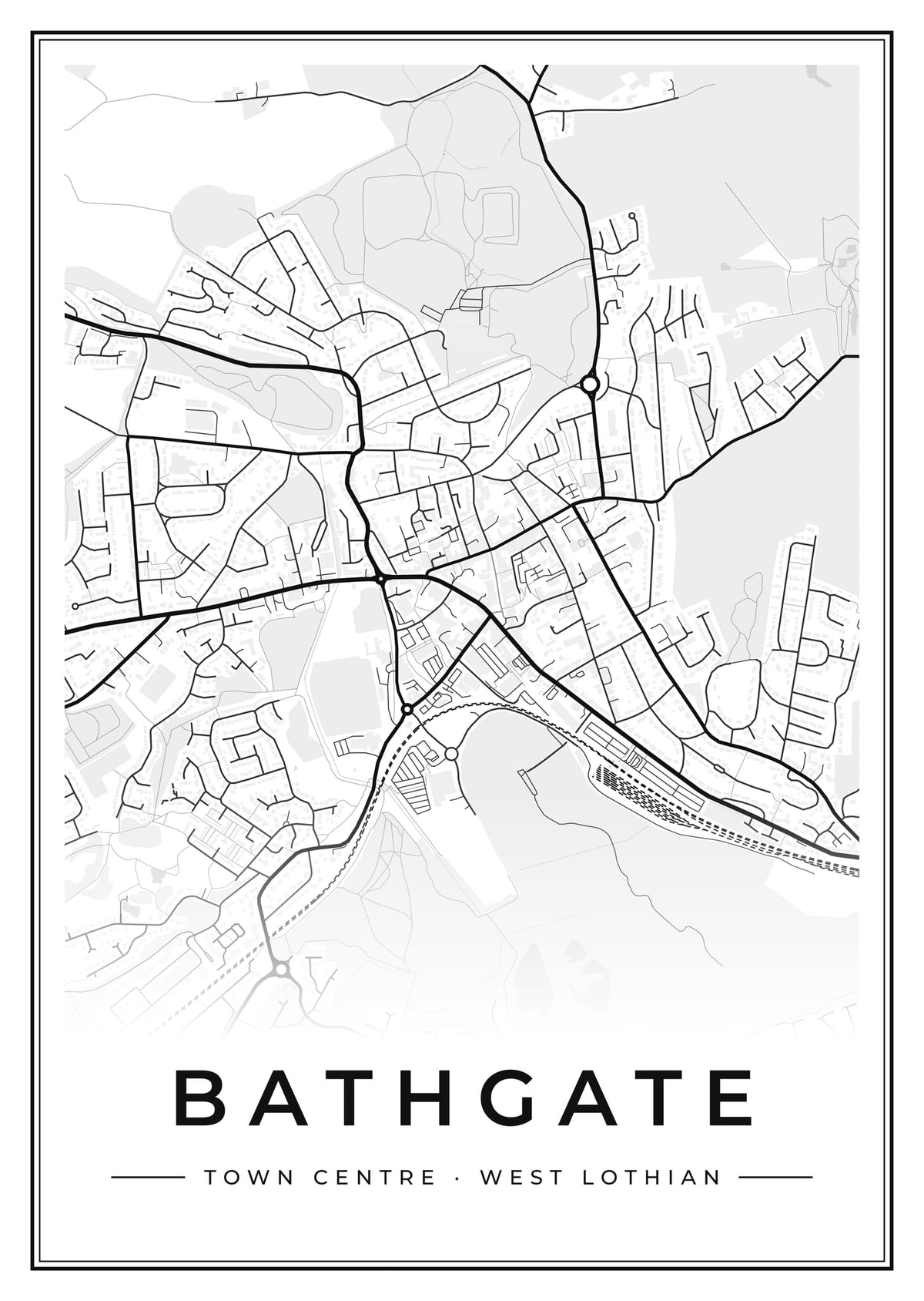 Street map poster of Bathgate town centre, West Lothian