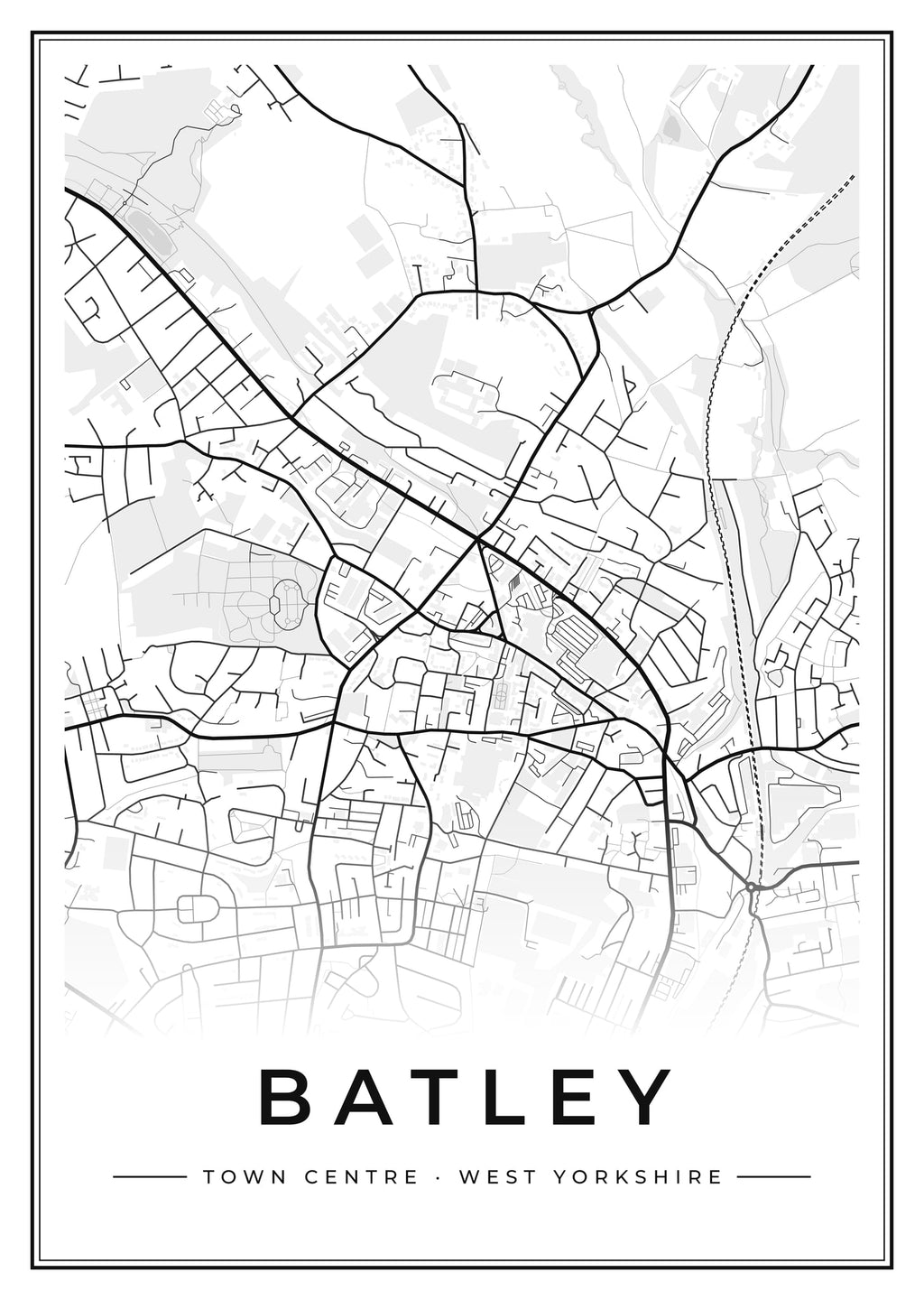 Street map poster of Batley town centre, West Yorkshire