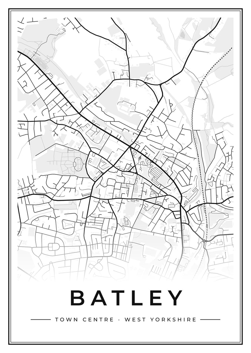 Batley Town Centre Street Map Poster