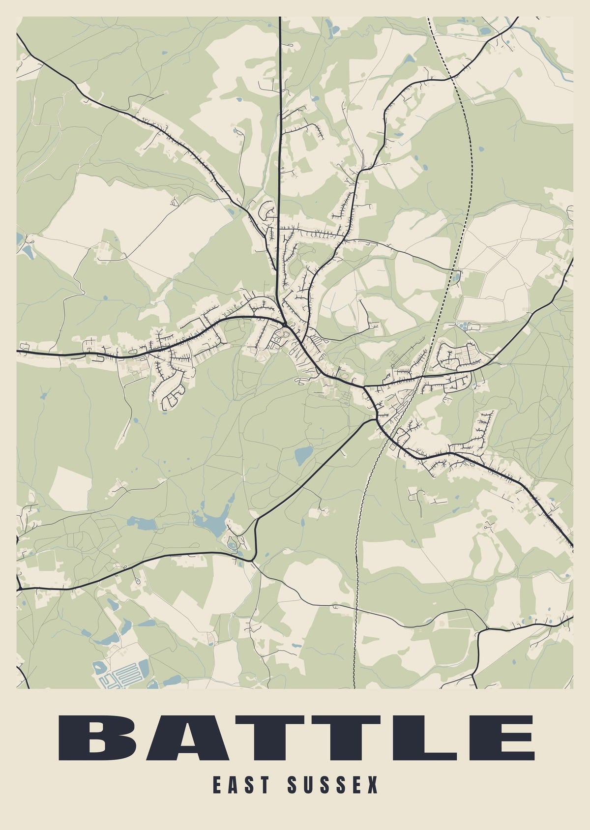Street map poster of Battle, East Sussex