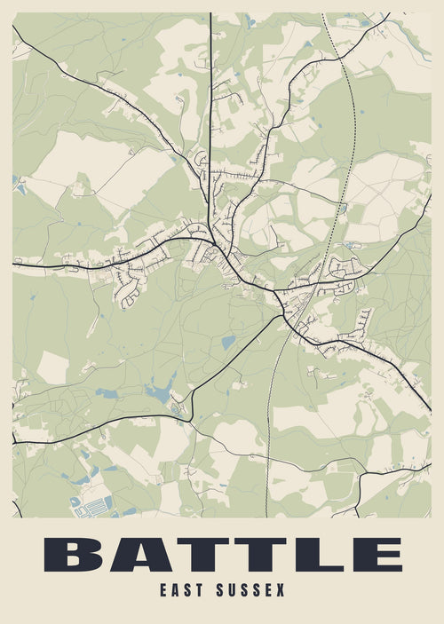 Street map poster of Battle, East Sussex