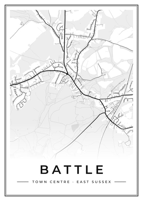 Street map poster of Battle town centre, East Sussex