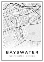 Street map poster of Bayswater, Westminster, London