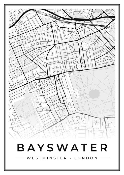 Street map poster of Bayswater, Westminster, London