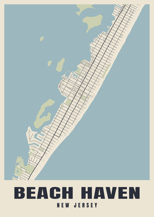 Street map poster of Beach Haven, New Jersey