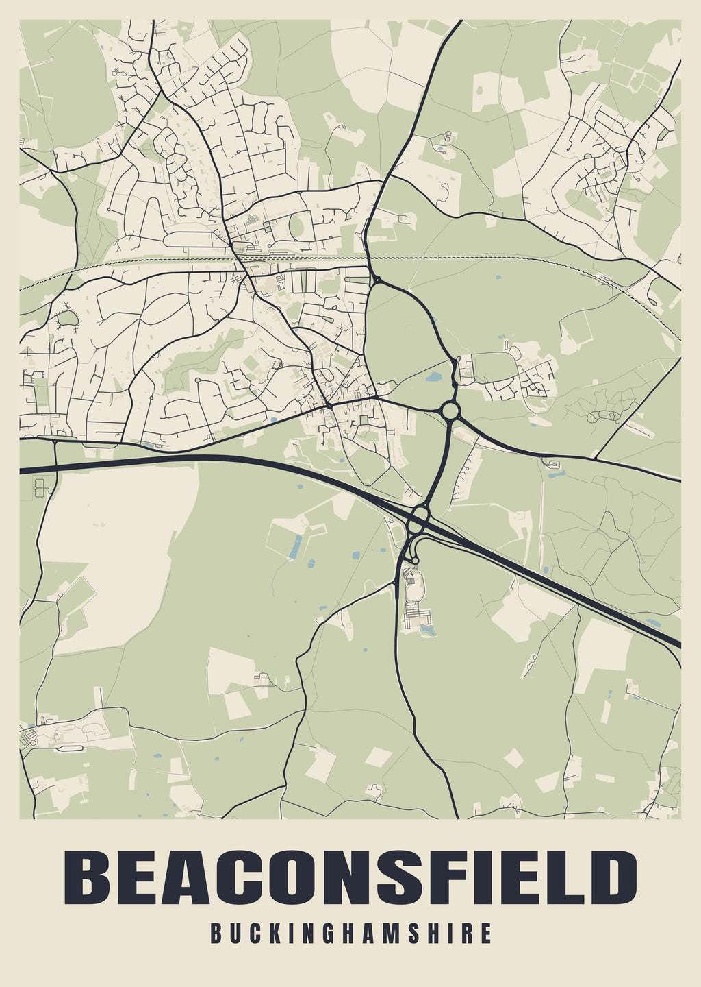 Street map poster of Beaconsfield, Buckinghamshire