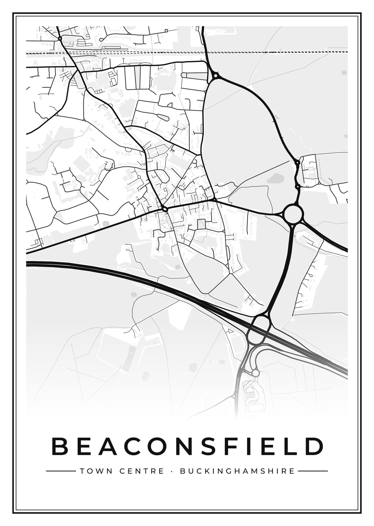 Street map poster of Beaconsfield town centre, Buckinghamshire