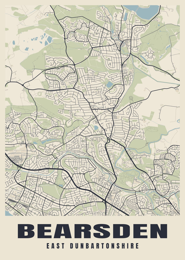 Bearsden Street Map Poster