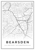 Street map poster of Bearsden town centre, East Dunbartonshire