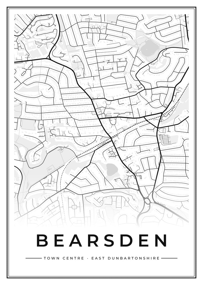 Bearsden Town Centre Street Map Poster