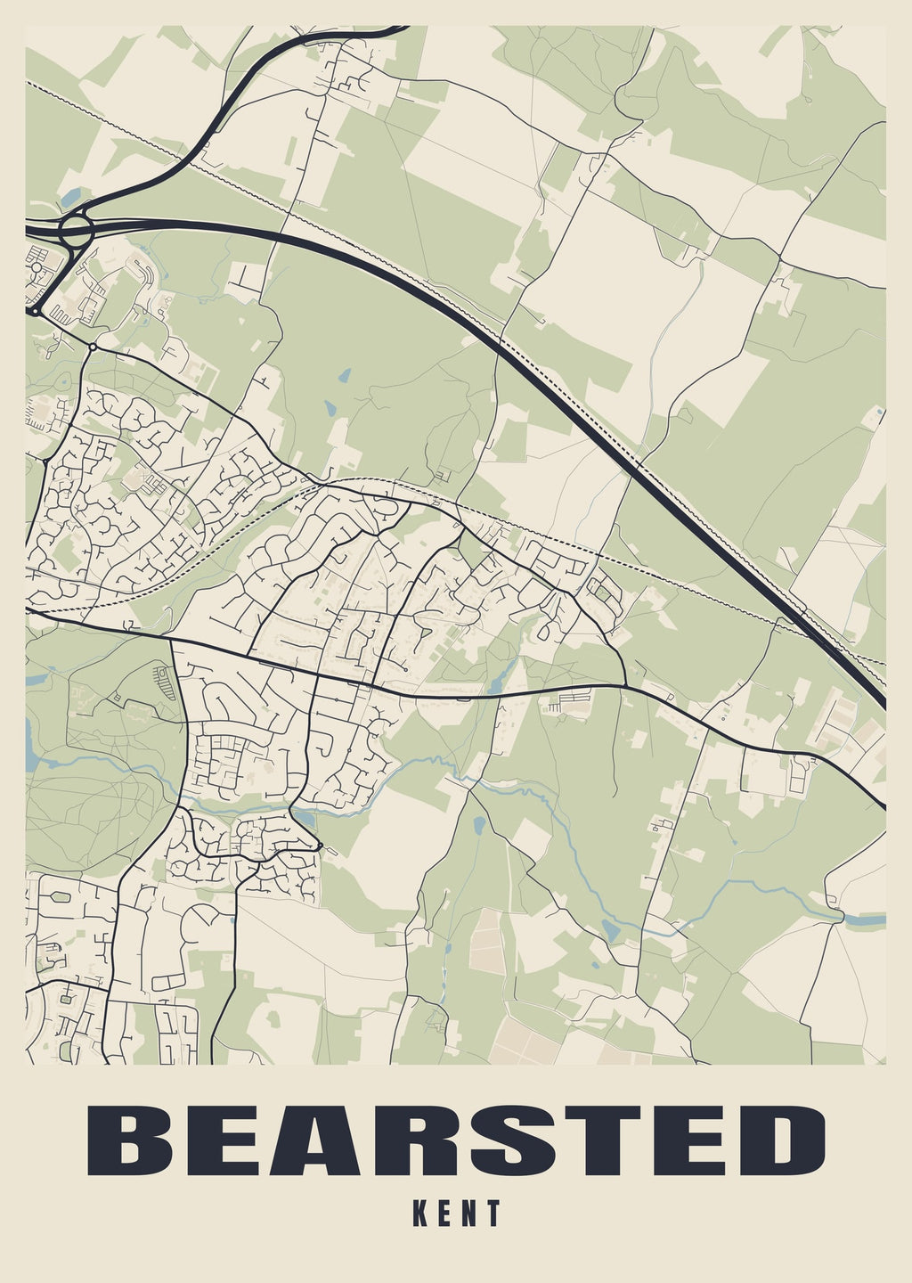 Street map poster of Bearsted, Kent
