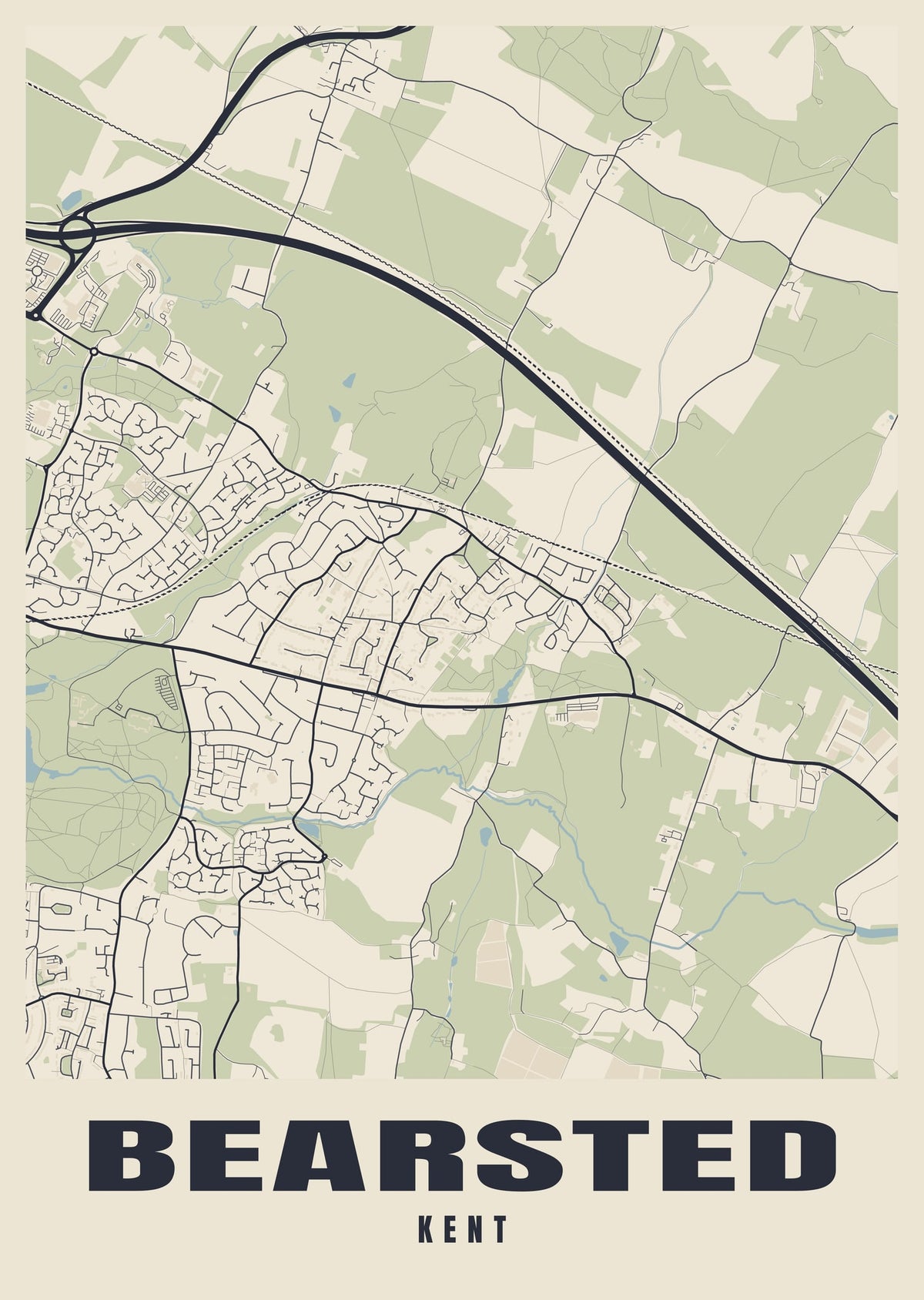 Street map poster of Bearsted, Kent
