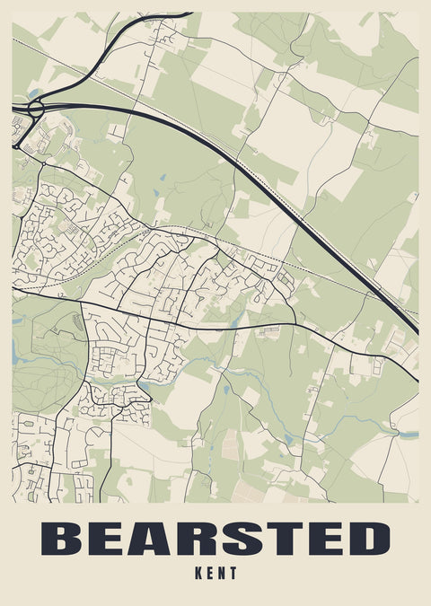 Bearsted Street Map Poster