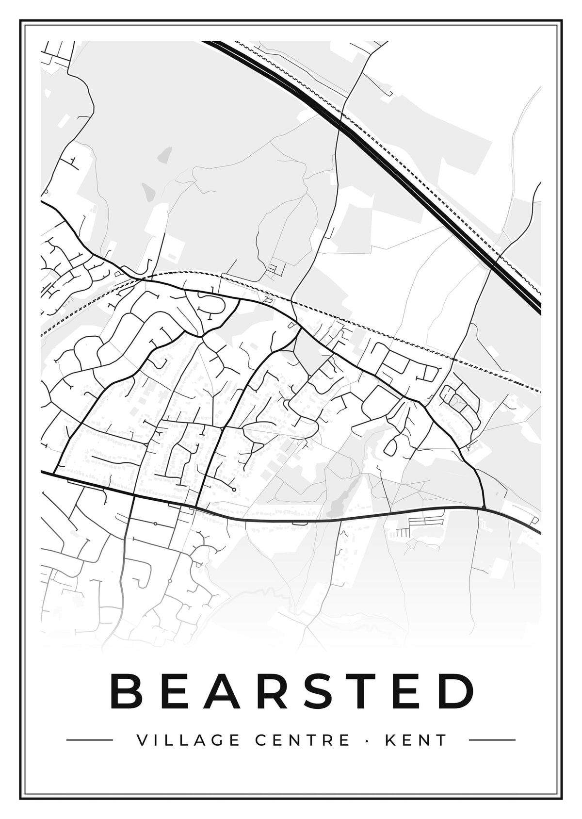 Street map poster of Bearsted village centre, Kent