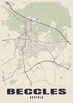 Street map poster of Beccles, Suffolk