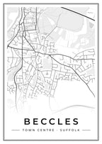 Street map poster of Beccles town centre, Suffolk