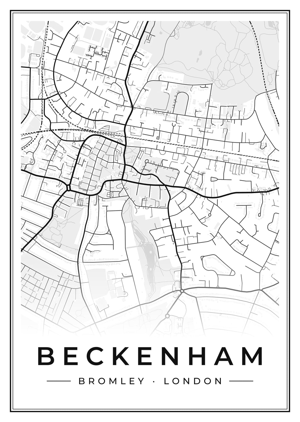 Street map poster of Beckenham, Bromley, London