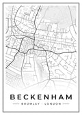 Street map poster of Beckenham, Bromley, London