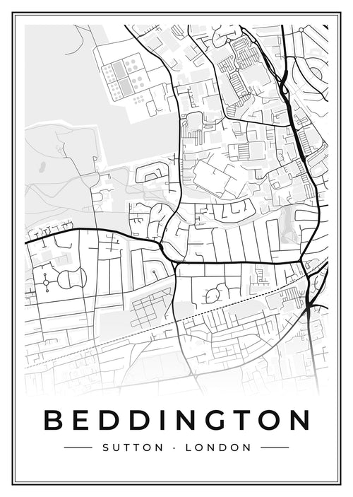 Street map poster of Beddington, Sutton, London