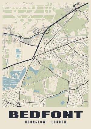 Bedfont Heritage Street Map Poster