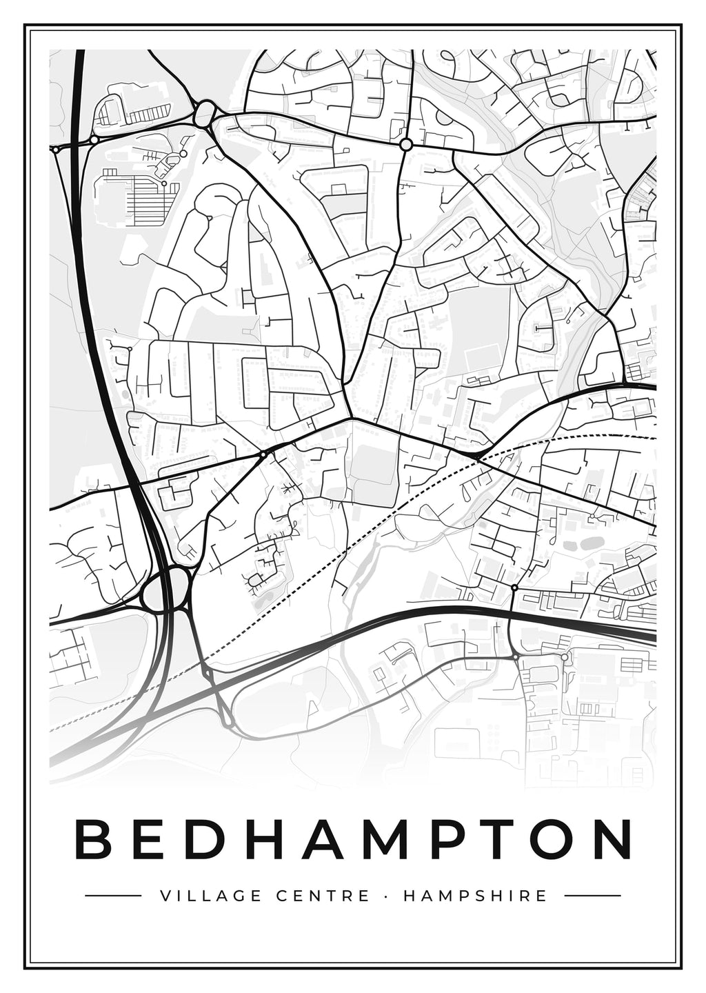 Street map poster of Bedhampton village centre, Hampshire
