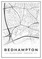 Street map poster of Bedhampton village centre, Hampshire