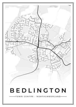 Bedlington Town Centre Street Map Poster