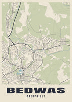 Street map poster of Bedwas, Caerphilly