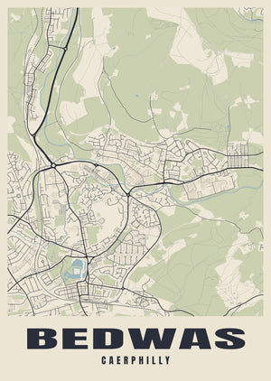Bedwas Street Map Poster