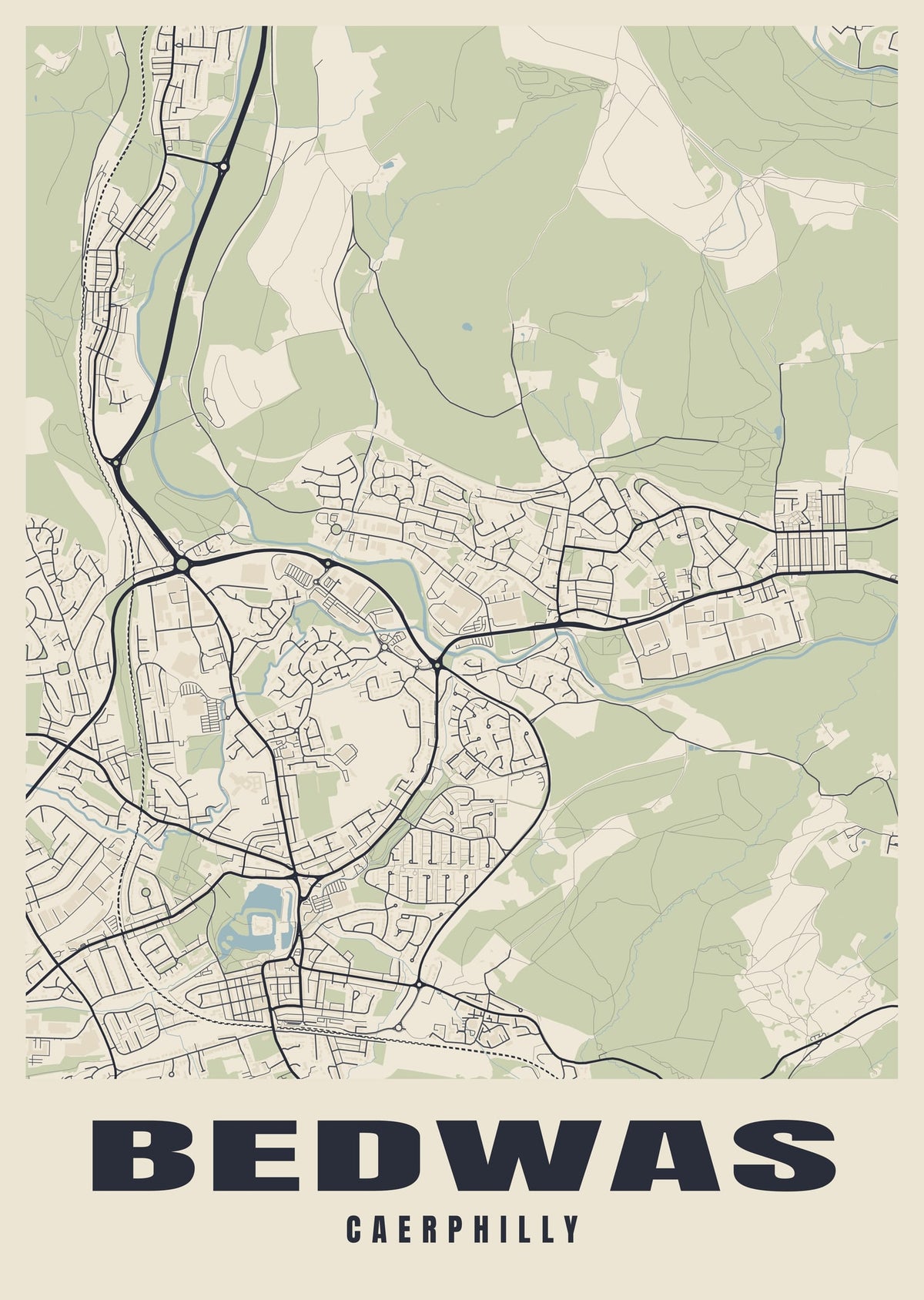 Street map poster of Bedwas, Caerphilly