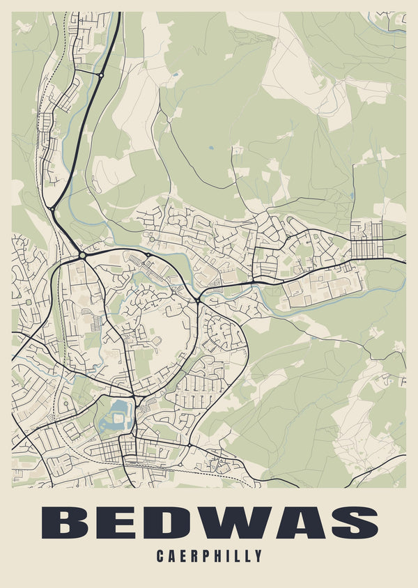 Bedwas Street Map Poster