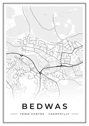 Bedwas Town Centre Street Map Poster