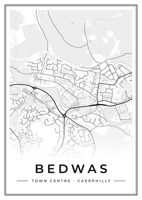 Street map poster of Bedwas town centre, Caerphilly