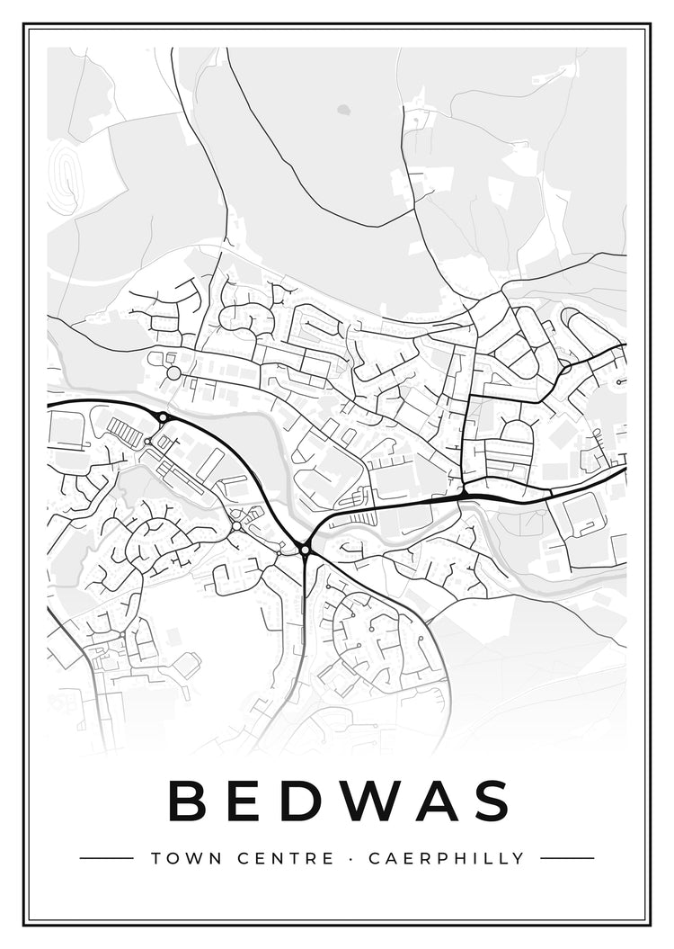 Bedwas Town Centre Street Map Poster