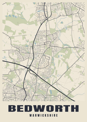 Bedworth Street Map Poster