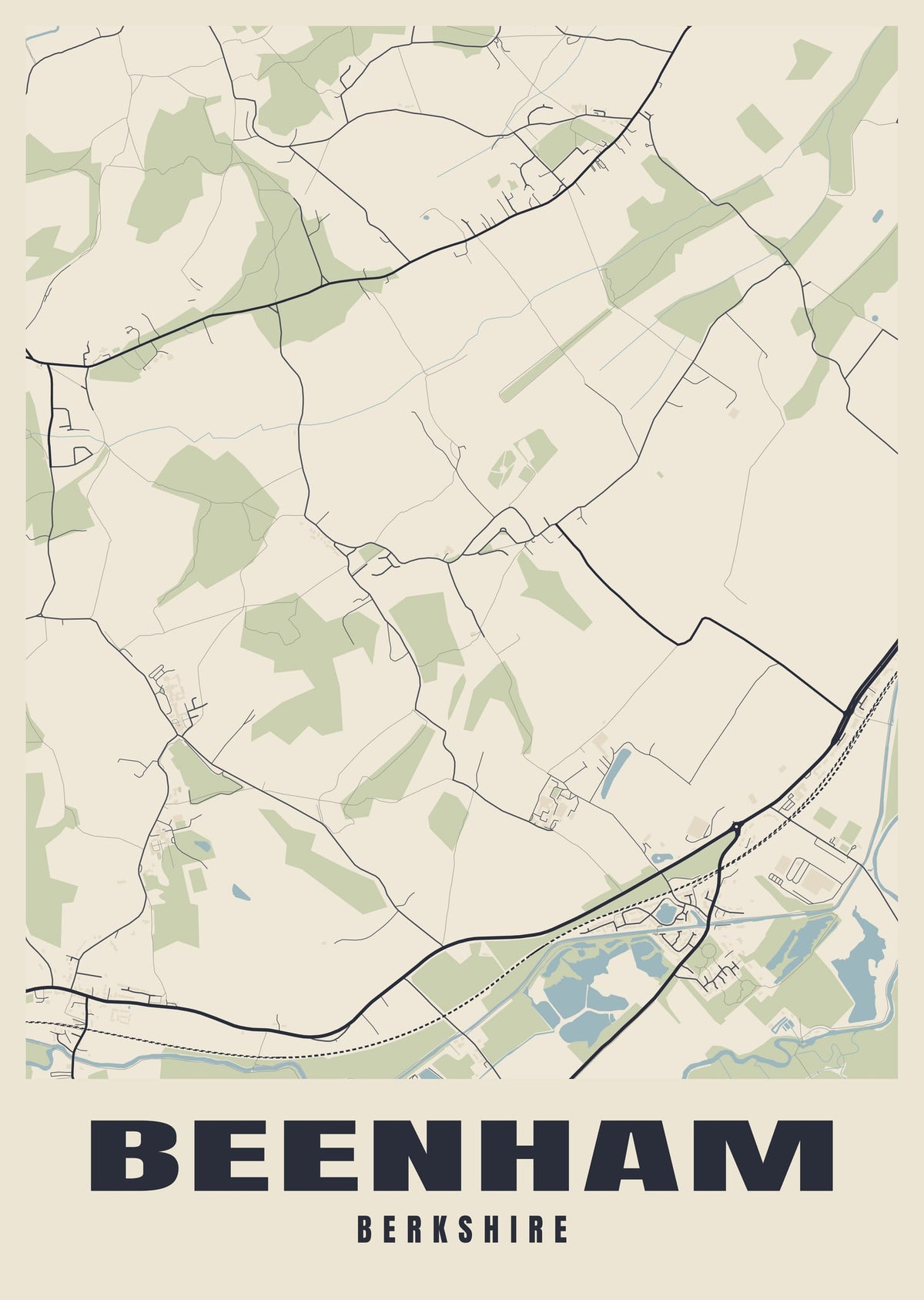 Street map poster of Beenham, Berkshire