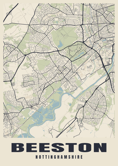 Street map poster of Beeston, Nottinghamshire