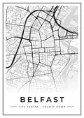 Street map poster of Belfast city centre, County Down