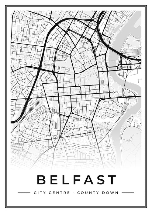 Street map poster of Belfast city centre, County Down