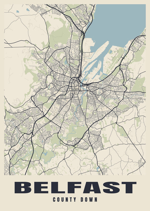 Street map poster of Belfast, County Down