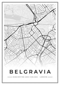 Street map poster of Belgravia, Kensington and Chelsea, London