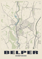 Street map poster of Belper, Derbyshire