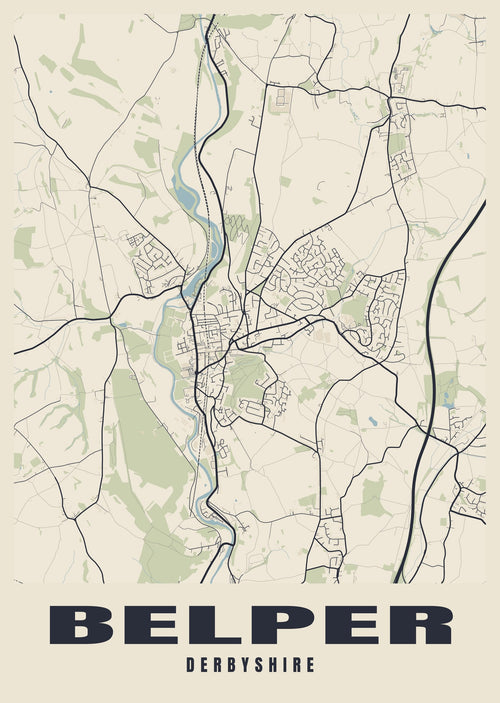 Street map poster of Belper, Derbyshire