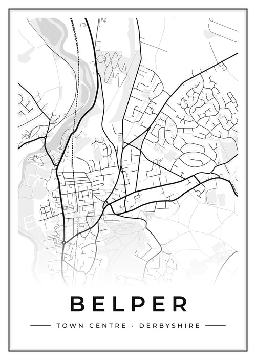 Street map poster of Belper town centre, Derbyshire